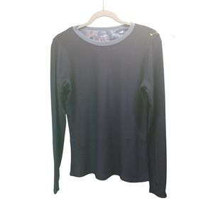 ClimateRight by Cuddl Duds‎ Navy Floral Long Sleeve Thermal Top S/CH